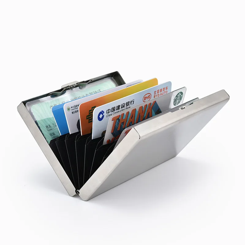 RFID Anti Theft Metal Purse Men's Ultra-thin Anti Demagnetization Card Holder Women's Credit Card Cover Stainless Steel Wallet