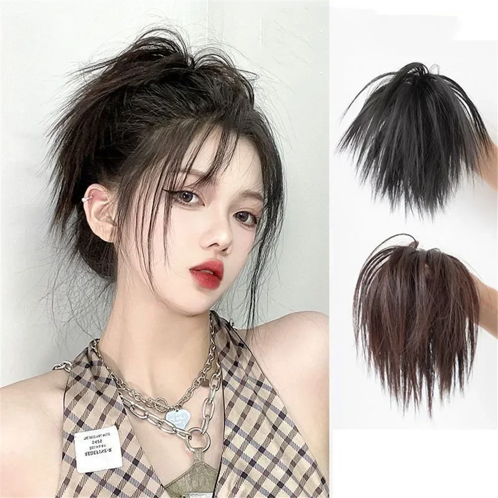Mode Y2K synthetische unordentliche Haarknoten flauschige Frauen Highlight Haarschmuck Haarverlängerungen Perücke Klaue Clip Seil im Haarteil
