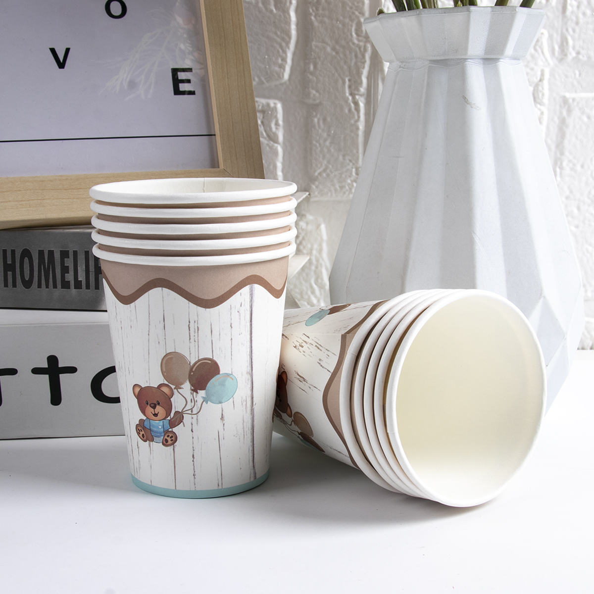 Bear Baby Shower Decorations Paper Plates Cups Napkins Disposable Tableware Birthday Party Supplies Bear Themed Party Decor