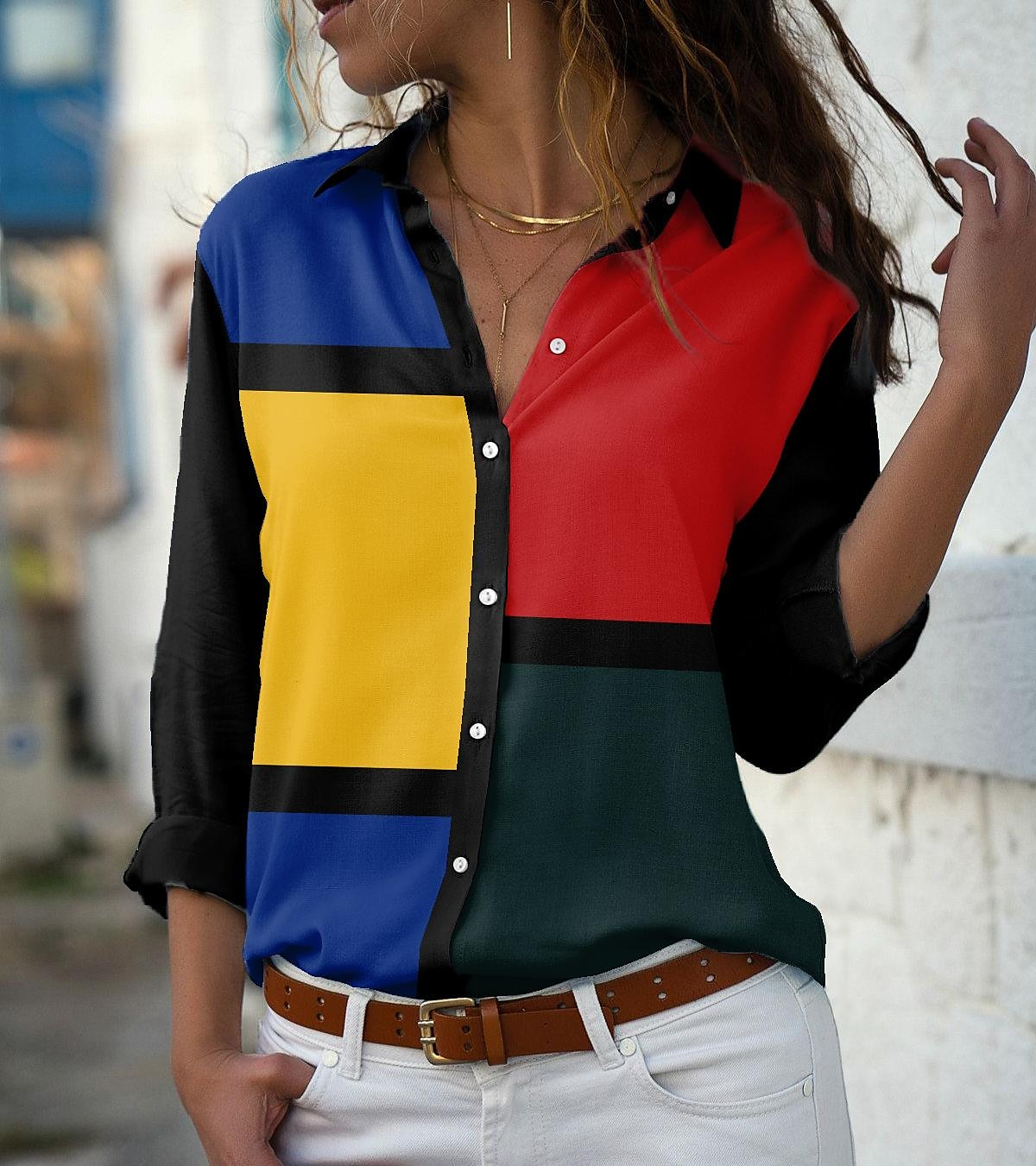 Camisa holgada con temperamento para mujer, camisas informales a la moda para mujer, nuevas camisetas estampadas para mujer