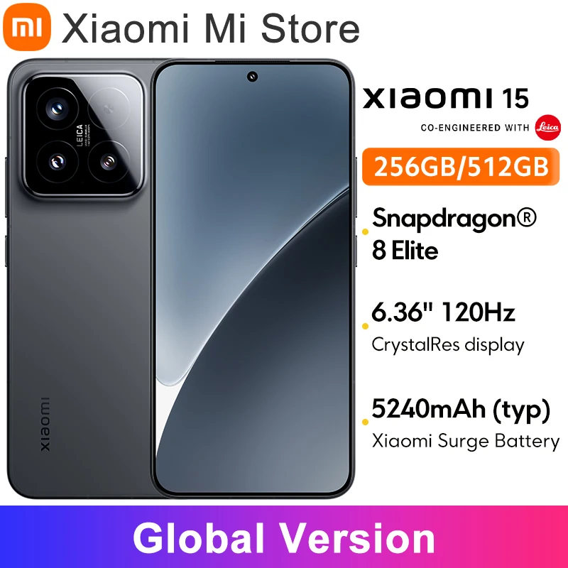Global Version Xiaomi 15 Smartphone 256GB/512GB 6.36" AMOLED Display 120Hz Snapdragon® 8 Elite Leica Camera 90W HyperCharge