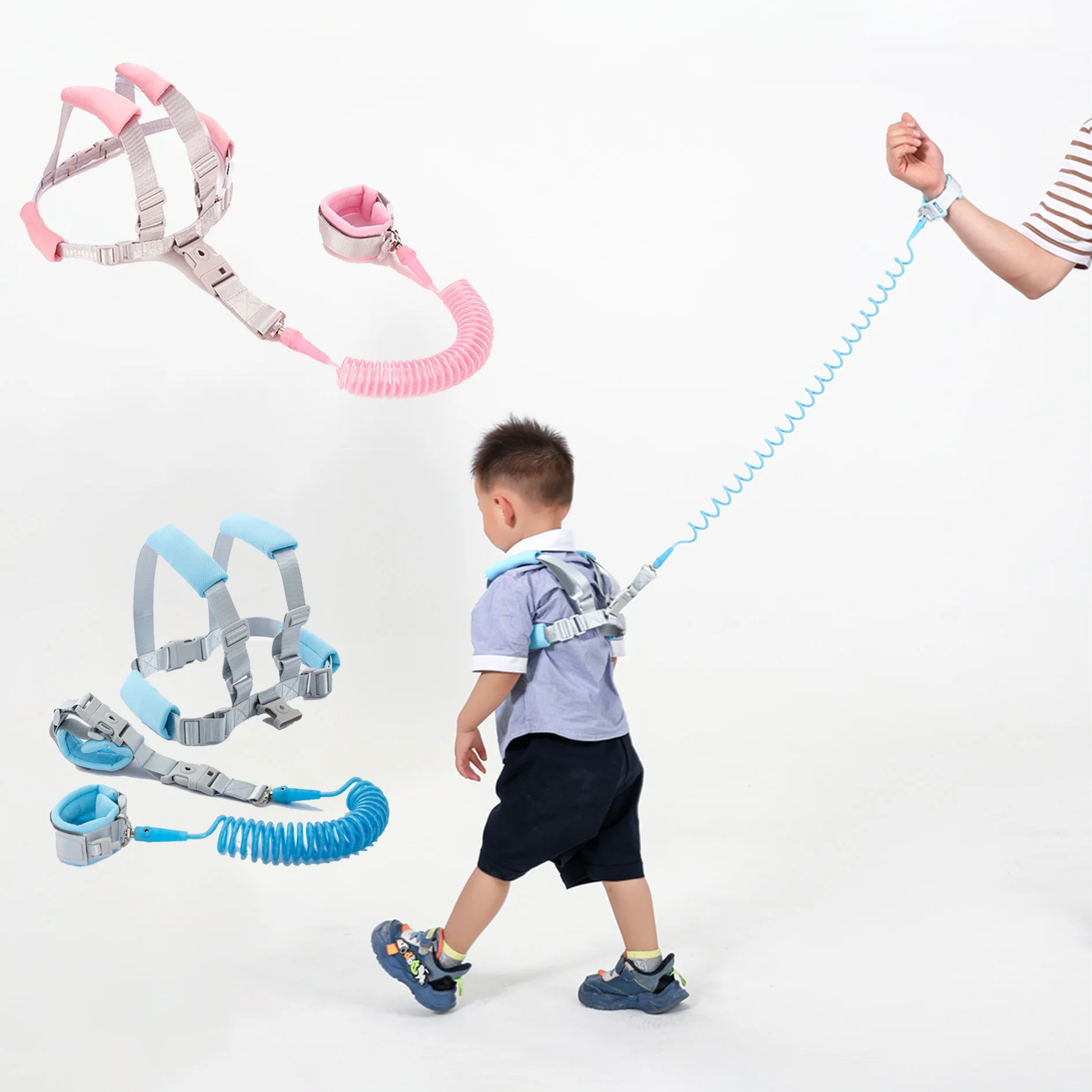 Cinto de prevenção de perda para bebês e crianças pequenas, corda de tração, pulseira de prevenção de perda de bebê, corda de mola de 2m, caminhada, segurança do bebê