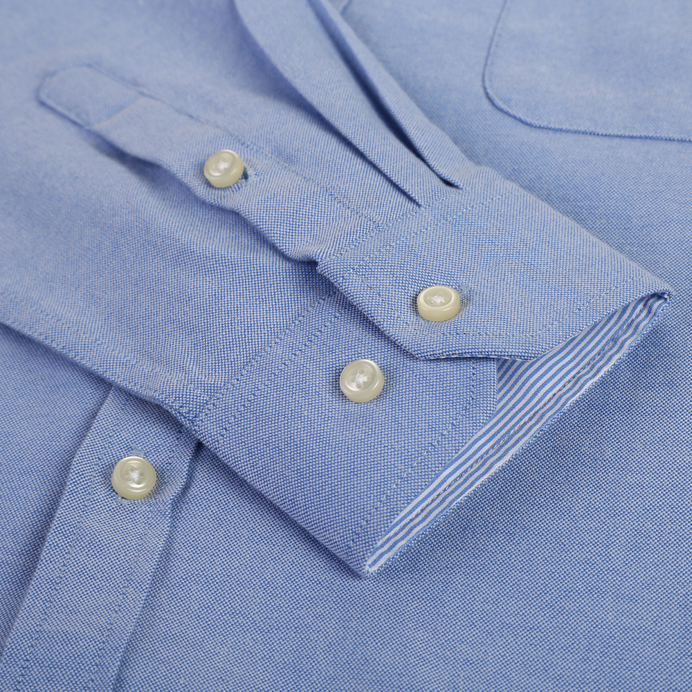 Herren-Hemd, reguläre Passform, langärmelig, robust, Oxford-Oberteil, kariert, gestreift, bestickte Tasche, Button-Down, lässig, vielseitig