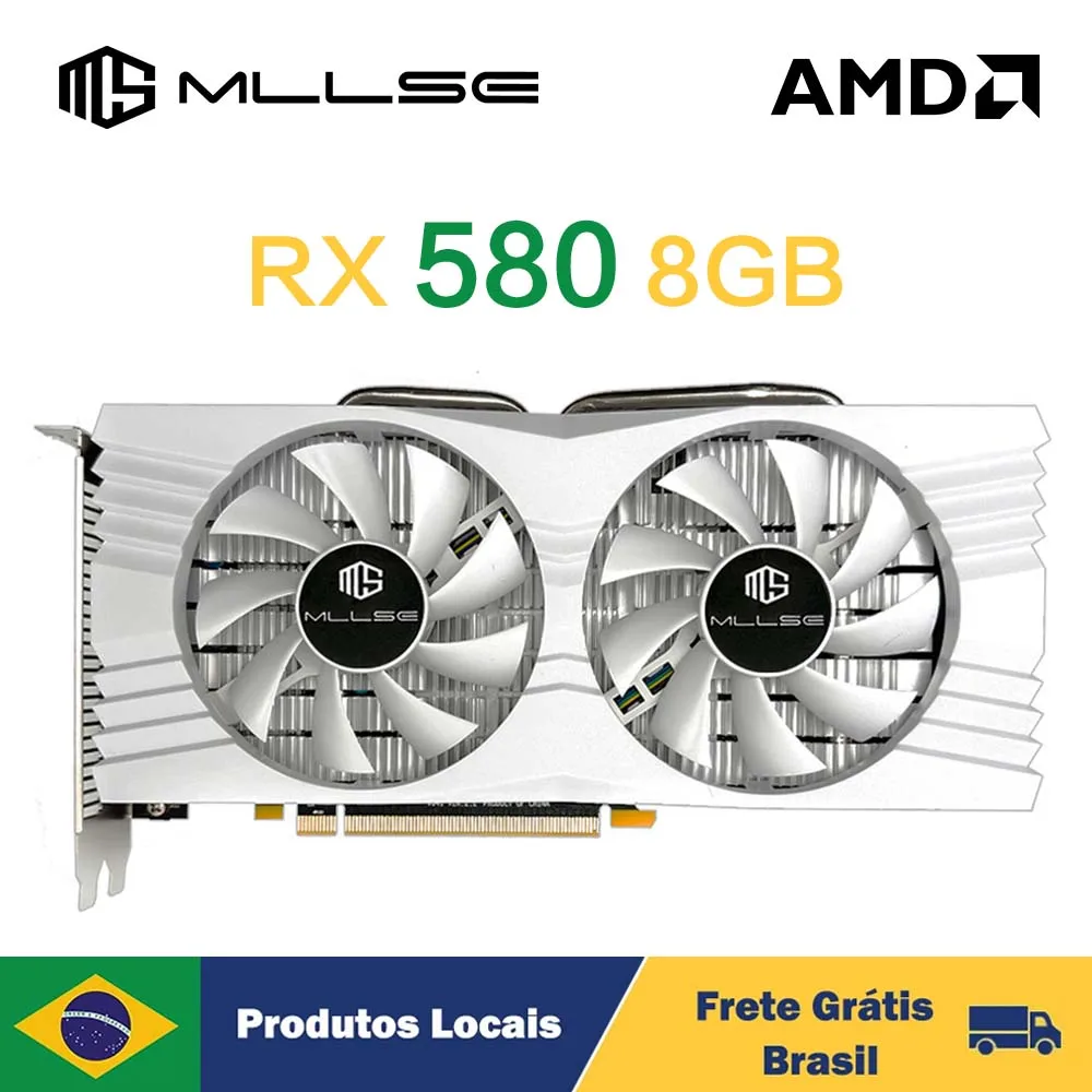 MLLSE Graphics Card AMD Placa De Video RX 580 8GB Gaming GDDR5 256Bit PCI-E 3.0 ×16 Radeon GPU Computer Game Brasil