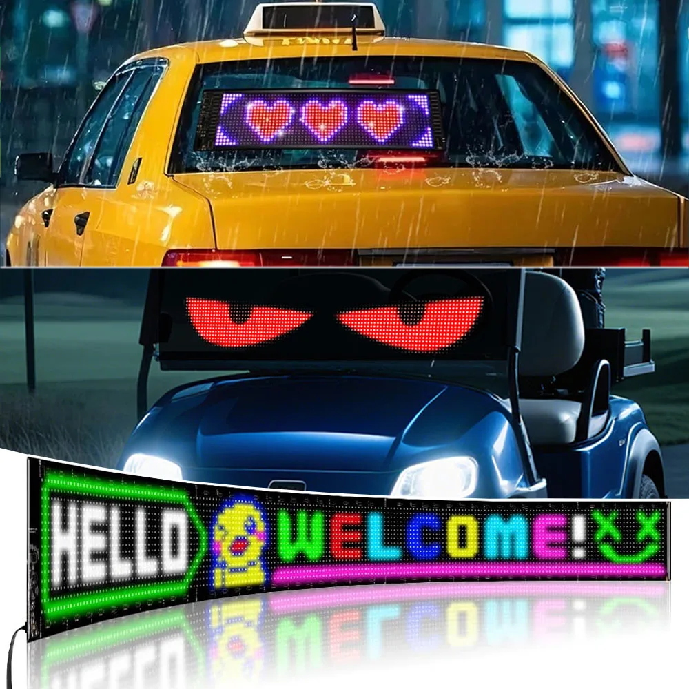 Wyświetlacz LED Matrix Pixel Panel Oko Diabła Elastyczny RGB Samochodowy Graffiti Przewijany Tekst Animacja Sklep Przypominacz Światło Bluetooth