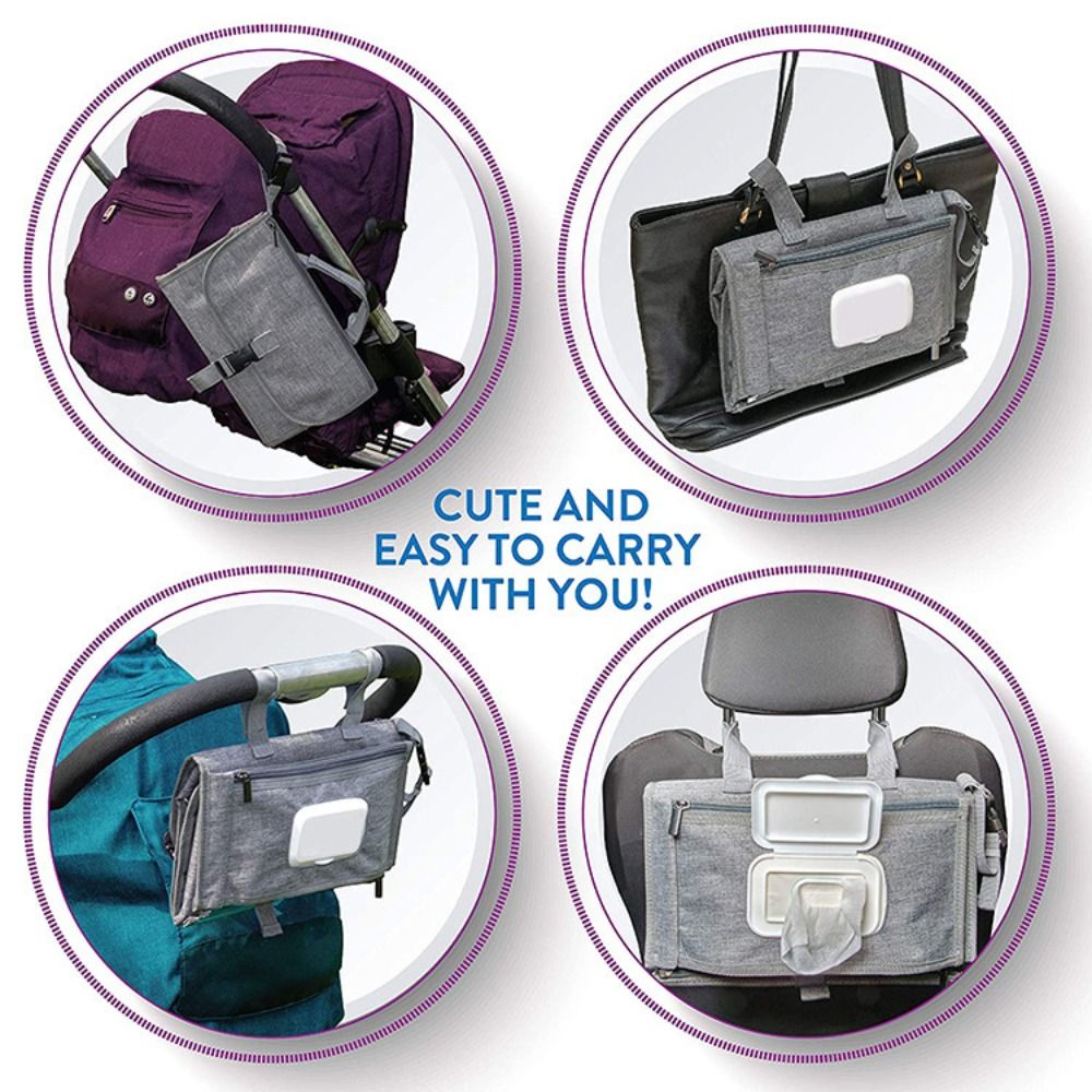 Almofada portátil para troca de fraldas, almofada portátil para troca de fraldas com bolsos, kit de estação para troca de fraldas de viagem à prova d'água, presentes para bebês