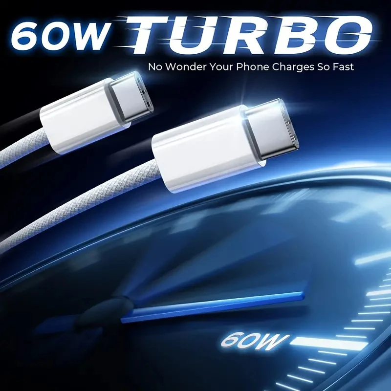 Оригинальный кабель для быстрой зарядки PD USB-C — USB C мощностью 60 Вт для Apple iPhone 16 Pro Max 15 Plus, тип C, быстрая зарядка для Xiaomi Samsung