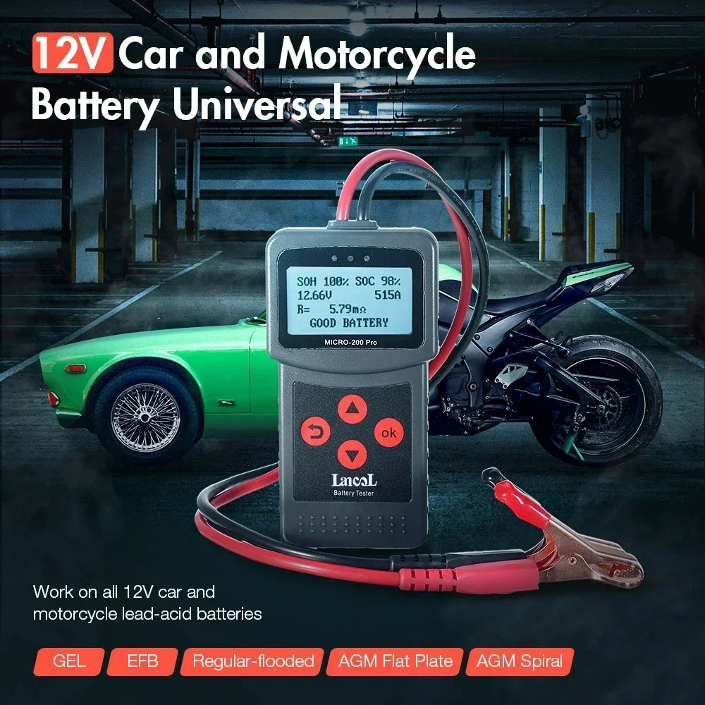 Lancol Micro200Pro 12v แบตเตอรี่เครื่องทดสอบความจุรถเครื่องทดสอบแบตเตอรี่สําหรับโรงรถ Workshop เครื่องมืออัตโนมัติ Mechanical