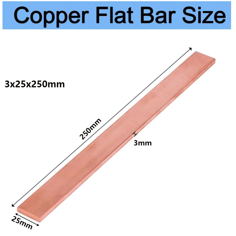 1 pz Rame Rosso Puro Piatto Piastra di Metallo Rame Barra Piatta Spessore 1/1.5/2/3/4/5/6/8mm lunghezza 100/250mm Rame Bus Bar