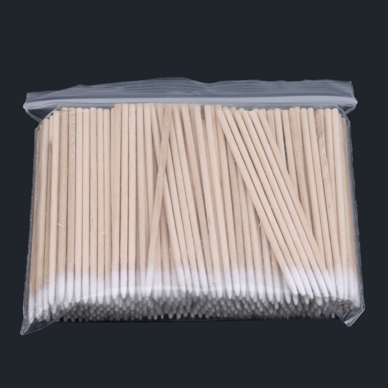 100/300 PCS Ohr Pflege Sauber Holz Griff Spitz Spitze Kopf Baumwolle Semi Permanent Augenbraue Wimpern Tattoo Gewinde Schönheit Make-Up entfernen