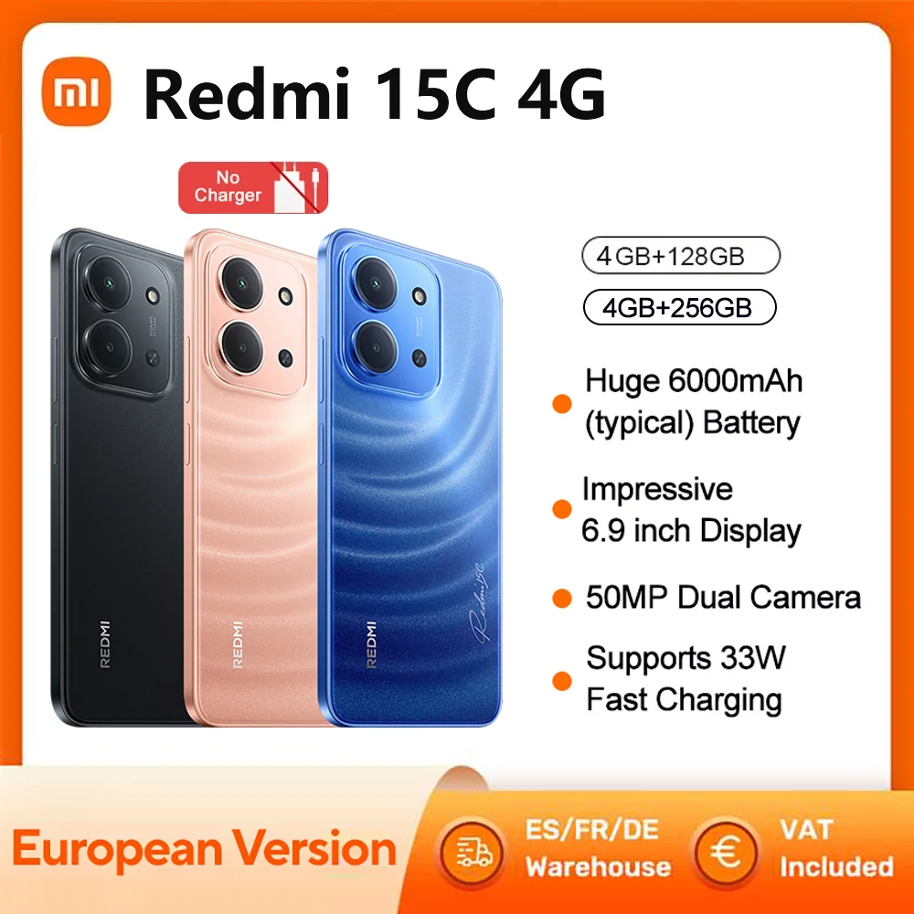 Xiaomi Redmi 15C versión Global Smartphone 50MP cámara principal 120Hz 6,9 "pantalla Dot Drop 33W carga MediaTek Helio G81-Ultra