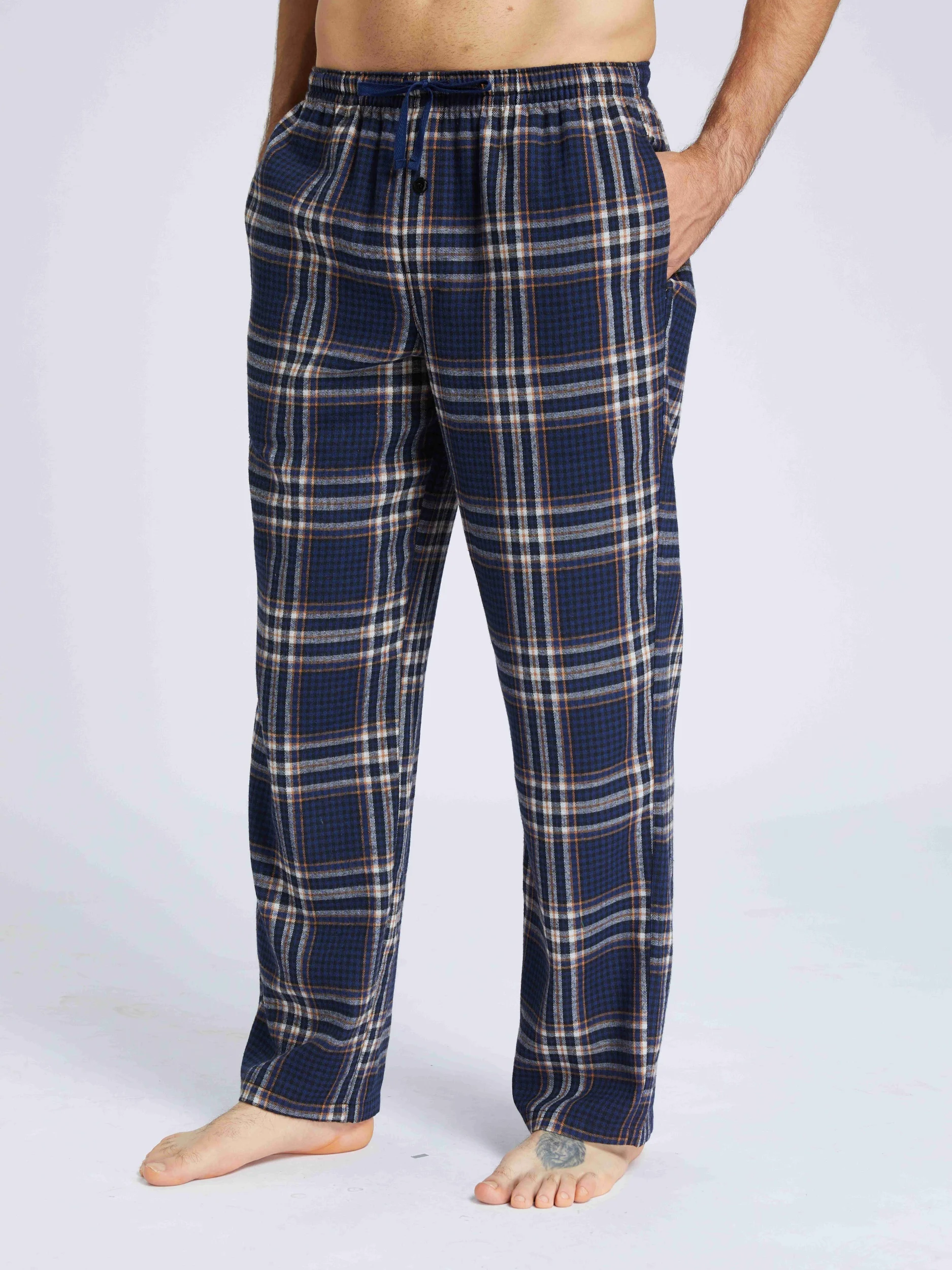 Heren herfst/winter pyjamabroek flanel geruit casual comfortabel met zak rekbare elastische tailleband heren pyjamabroek