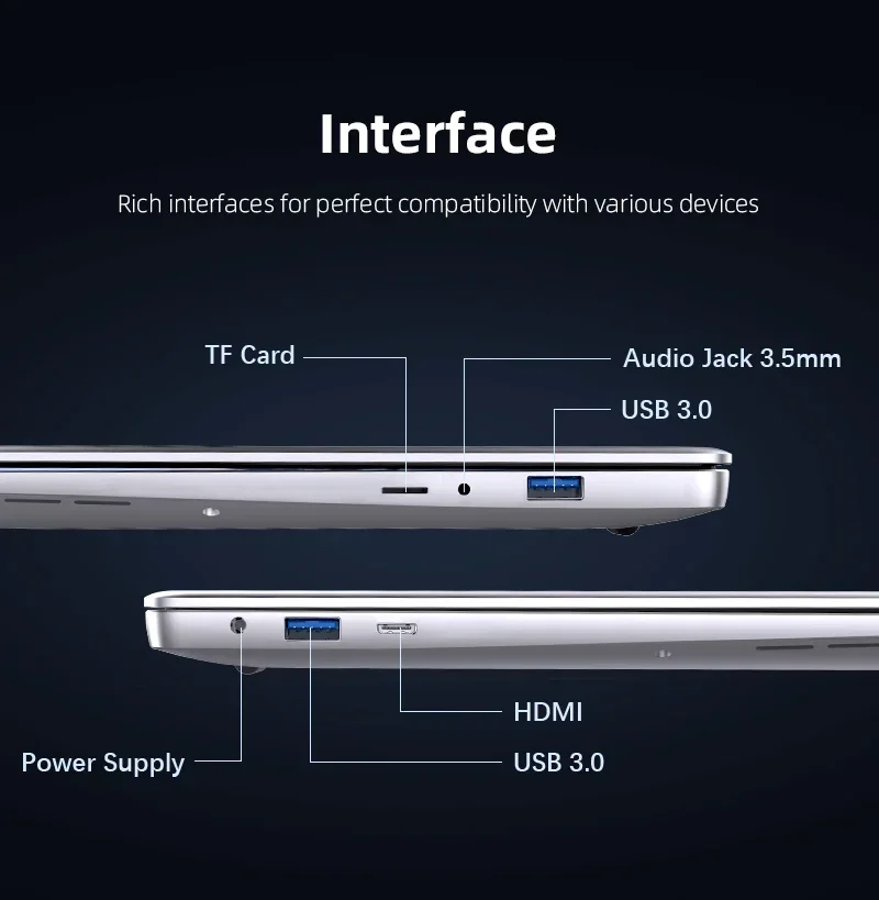 14.1" New Ultra Slim Laptop Computer Portable Windows 11 Intel Core i7-7500U Notebook 12GB RAM 1TB 2TB SSD Office Study Laptops