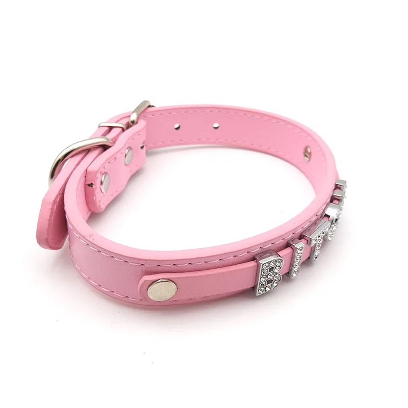 セクシーなピンクの革の首輪手紙パパプリンセスチョーカーネックレスかわいい大人 DDLG コスプレパーソナライズされたカスタムジュエリー