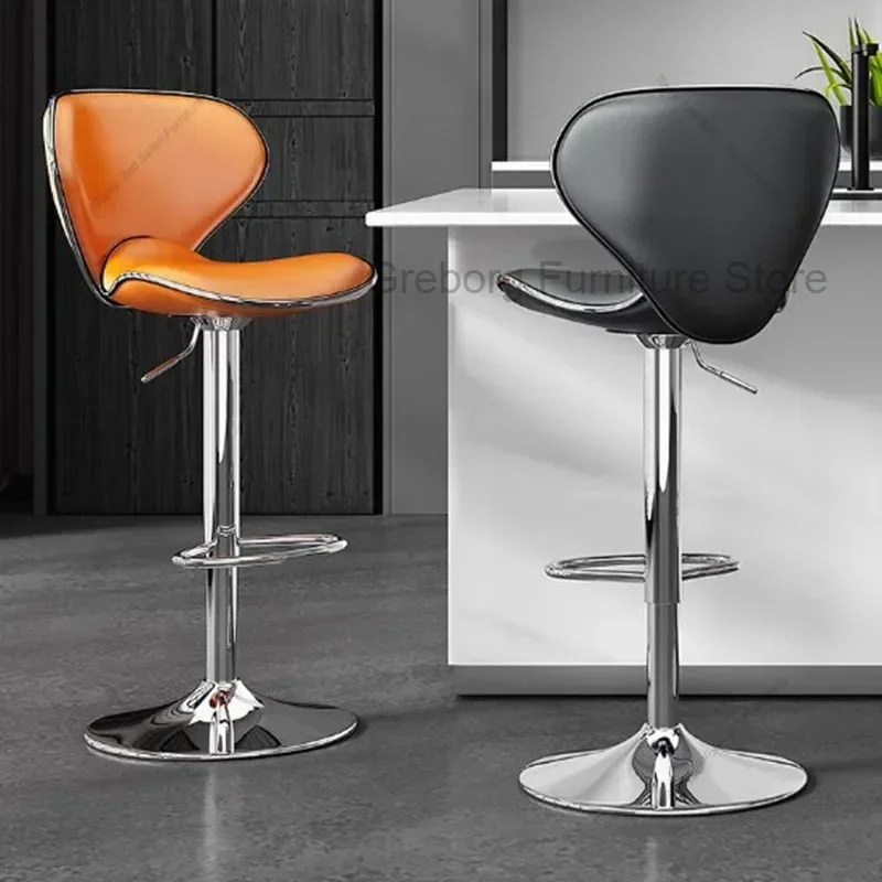 Cadeiras de bar de designer ajustável, couro minimalista, banco alto, recepção em casa, móveis de salão de beleza