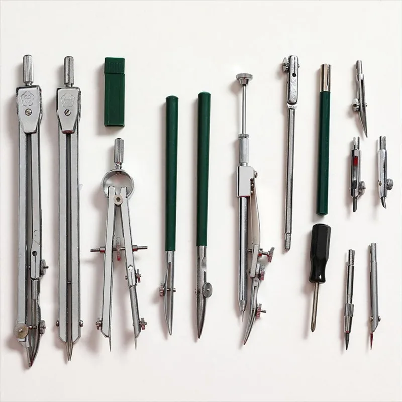 15 stücke profession elle Bleistift Kompass Set Zeichen werkzeug mechanische Metall Instrument Zeichen werkzeug Büro Briefpapier