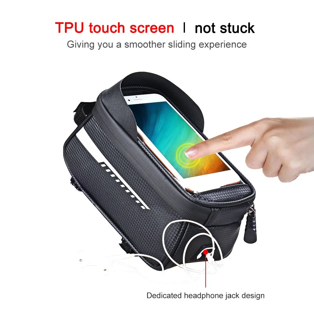 กระเป๋าใส่โครงหน้าจักรยานกันน้ําพร้อมบังแดดหน้าจอสัมผัส TPU และผ้าคลุมกันฝน - ที่เก็บจักรยานและที่วางโทรศัพท์สําหรับจักรยาน