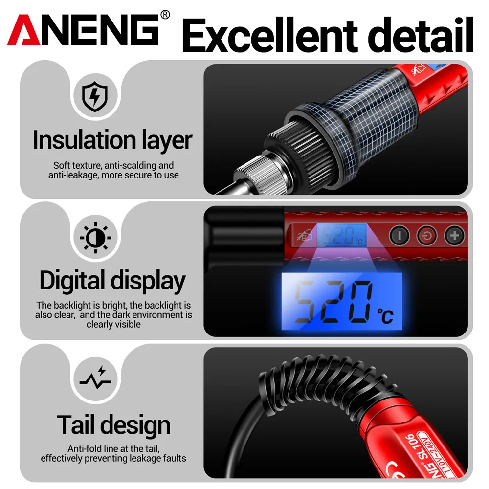 ANENG SL106 ไฟฟ้า 110 V/220 V อุณหภูมิเชื่อมบัดกรี US/EU Plug Professional เครื่องมือเชื่อม