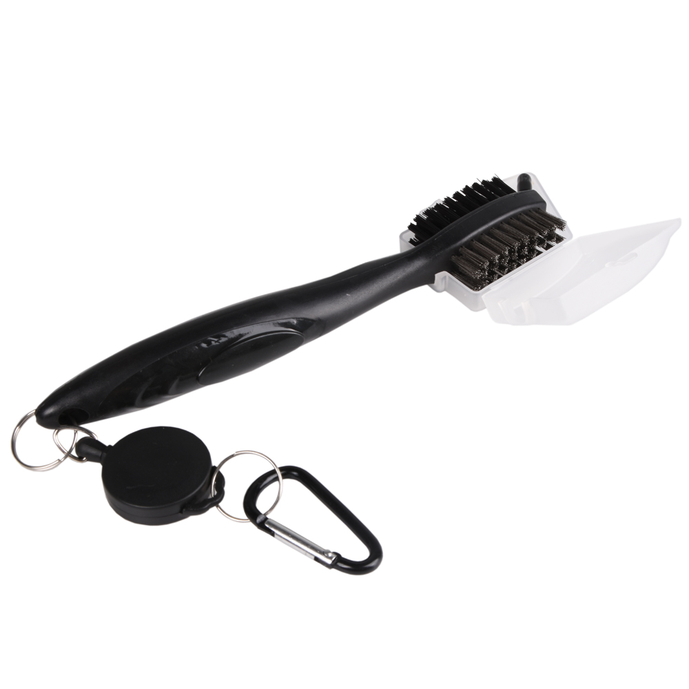 กอล์ฟคลับแปรงทําความสะอาดร่อง Retractable Dual Sided ขนแปรงไนลอนอลูมิเนียม Carabiner Groove CLEANER Groove ชุดเครื่องมือทําความสะอาด