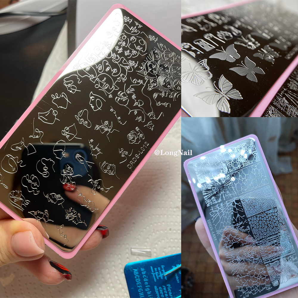 Nail Stamping Plates Tree Bark Pattern Leaves Whirlpool Image Stainless Steel Stencil Nail Art Stamps Geometry Template Stencils