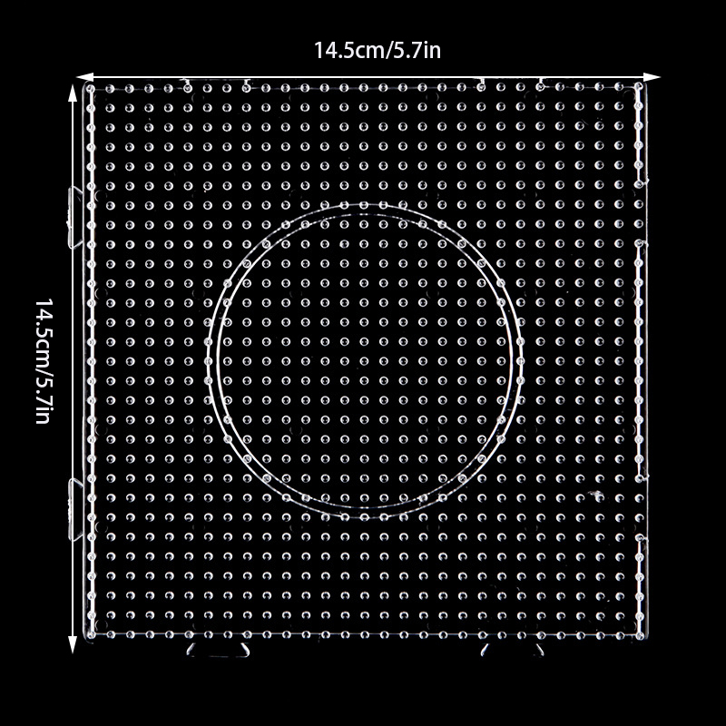 7 Types de perles de fusion carrées transparentes PE, 5mm, pratiques, grands panneaux perforés, puzzle circulaire, modèle de perles pour perle de fusible