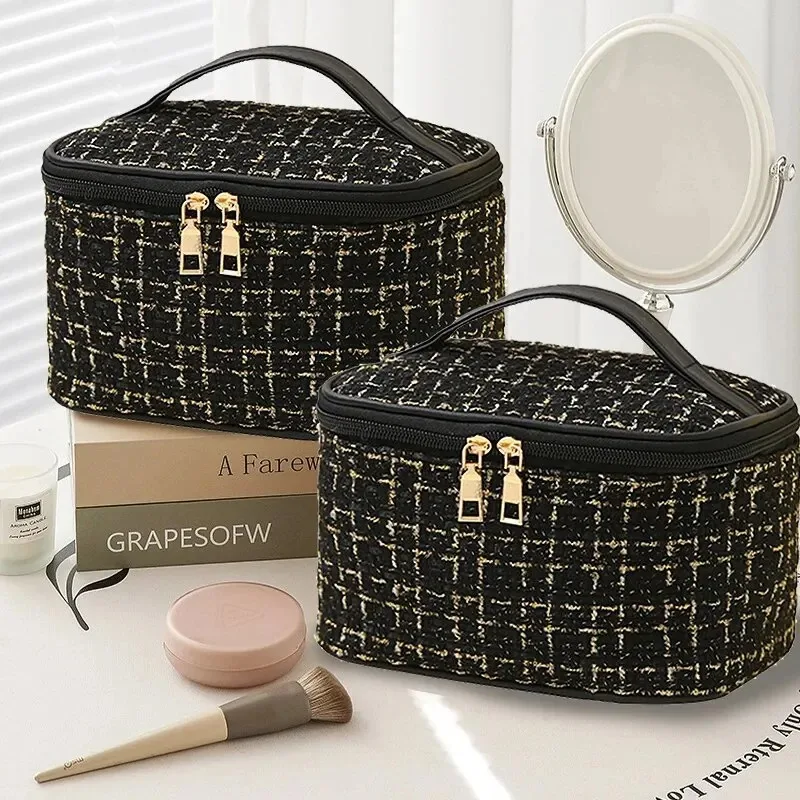 Novo saco cosmético feminino estilo Chanel inspirado no Instagram de grande capacidade estilo coreano, organizador de higiene pessoal portátil
