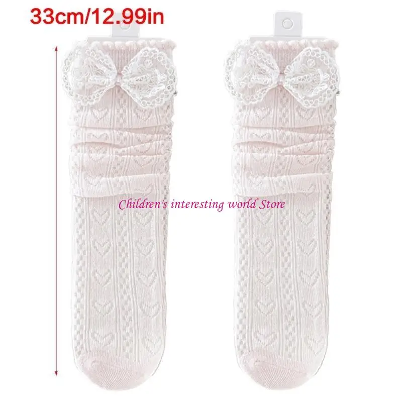 Bayi perempuan kaus panjang lutut dengan desain knot untuk balita dan bayi stoking kapas lembut & bernapas yang dapat 425F