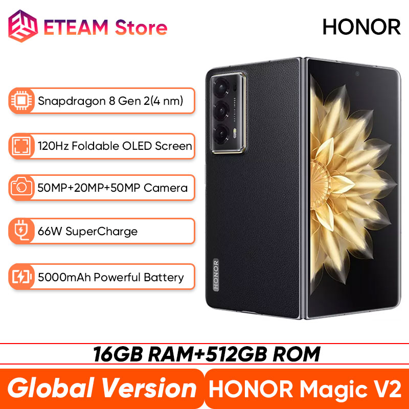 Versión Global Honor Magic V2 Smartphone plegable 7,92 "OLED 120Hz Snapdragon 8 Gen 2 66W Super Charge 5000mAh 50MP cámaras traseras