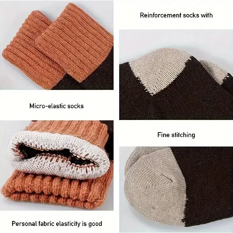 5 pares de calcetines cómodos suaves térmicos de moda, calcetines deportivos al aire libre cálidos informales versátiles para otoño e invierno