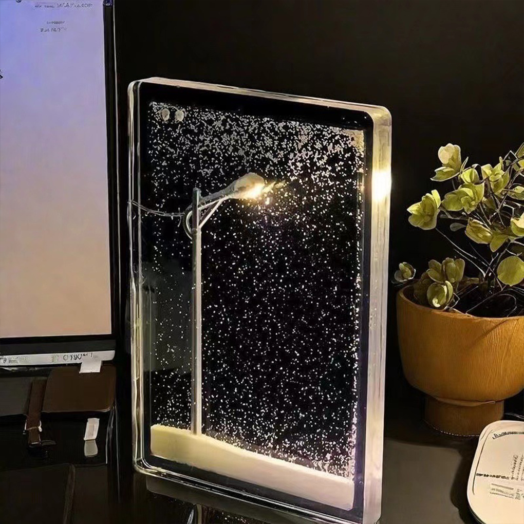 Scena di neve Luce notturna Lampada da scrivania Artigianato natalizio Lampada da notte nevicata Decorazioni per il desktop Arti e mestieri Lampioni notturni per ragazze
