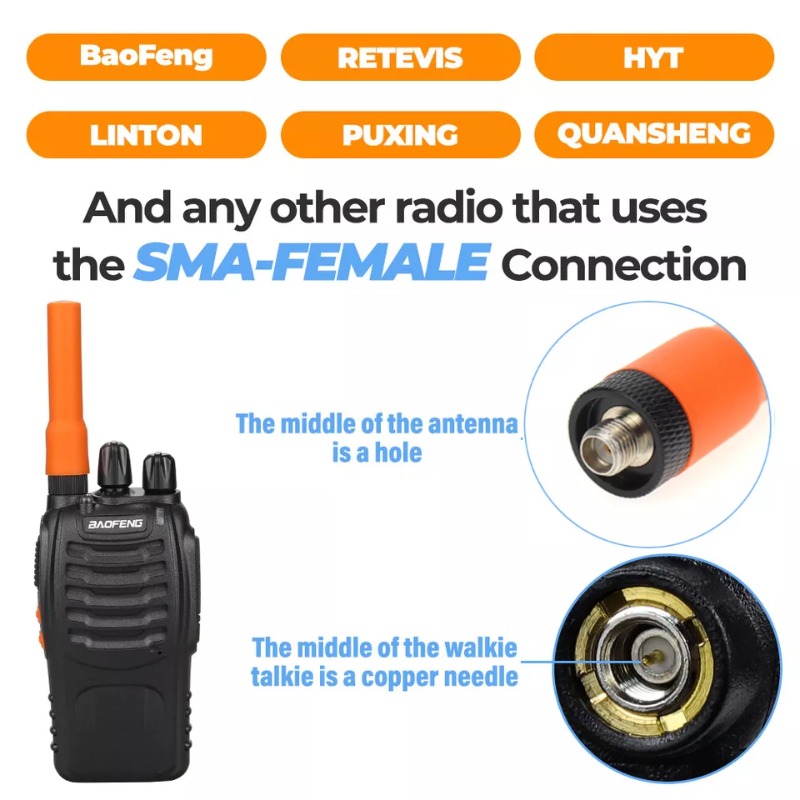 Mini Soft Antenna SF20 Red Dual Band UHF/VHF SMA Male/SMA Female/BNC Connector Antenna for Baofeng Kenwood Walkie-talkie Radios
