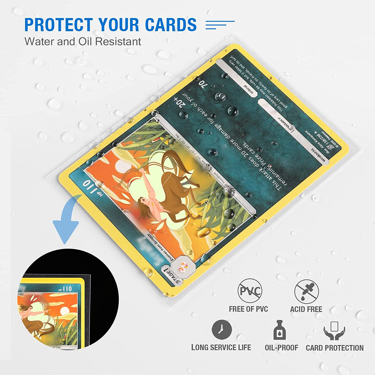 50pcs Soft Trading Laser Card Film Sleeve Transparent 66*91mm Pokemon TCG Game Protector Folder Yugioh Baseball Card Case Holder
