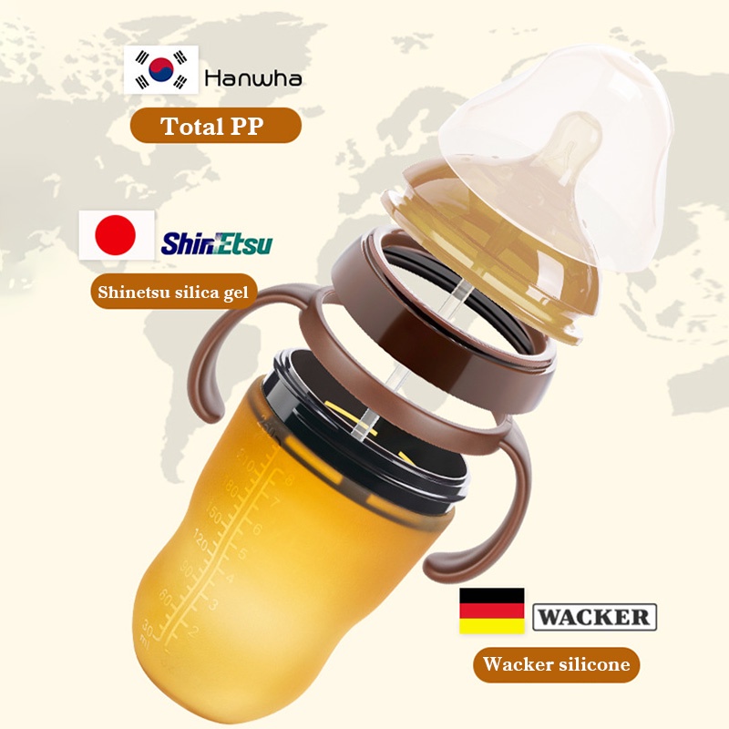 Mamadeira de silicone sem BPA, adequada para 0-36 meses, 150ml/240ml, imita a experiência de amamentação