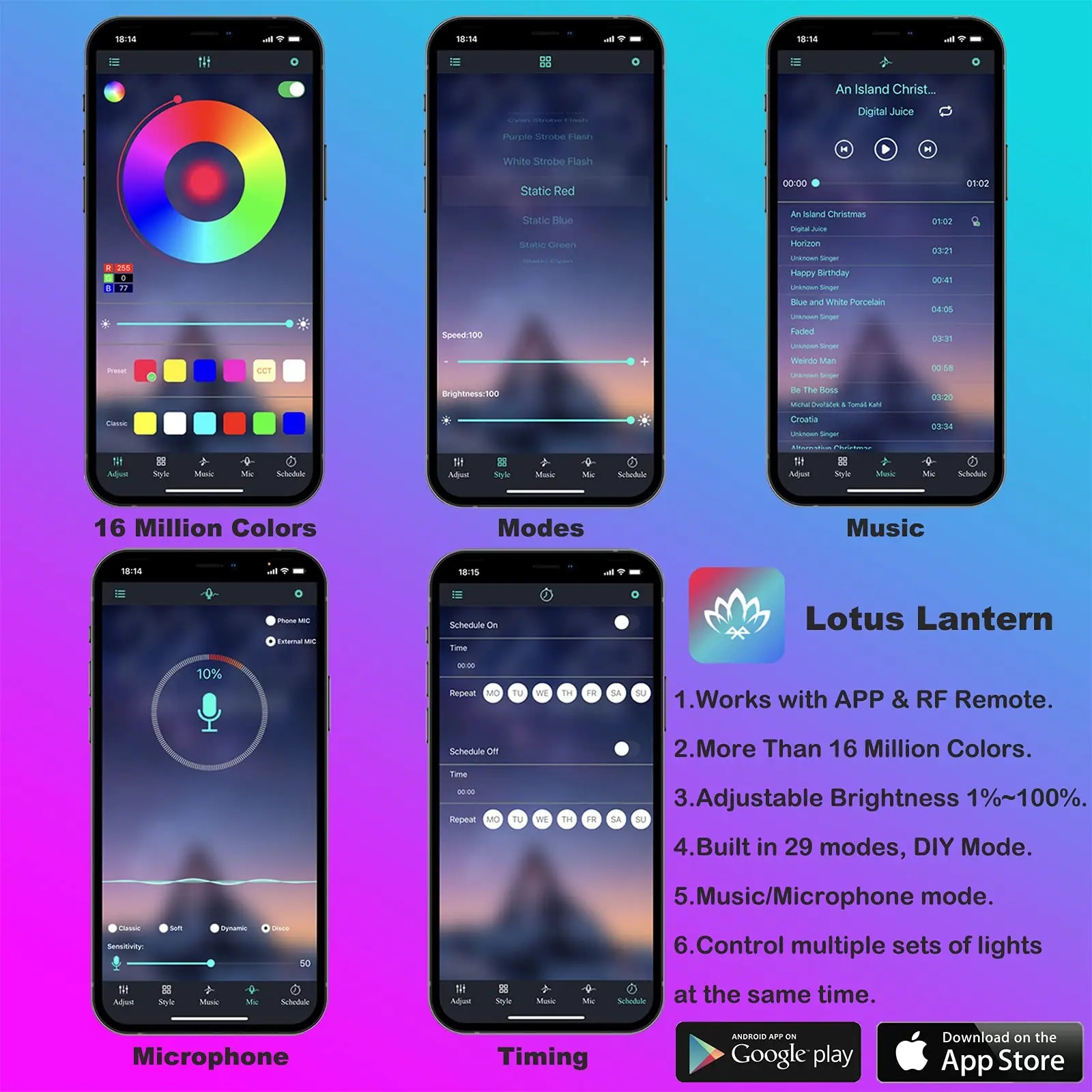 LED Auto-interieur Ambient Strip Lights RGB Glasvezel Sfeer Neon Verlichtingsset W / APP Afstandsbediening Auto Decoratieve Lampen