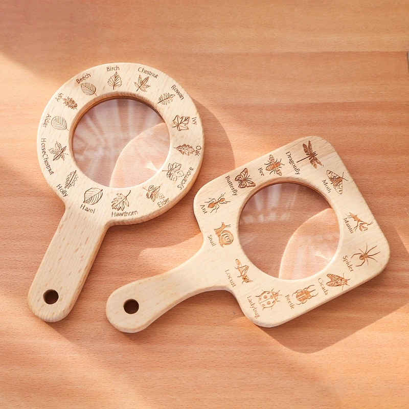 Baby Outdoor Adventure Toys Wooden Magnifying Glass For Animal And Plant Exploration Explore Outdoor Educational Toys Baby Gift