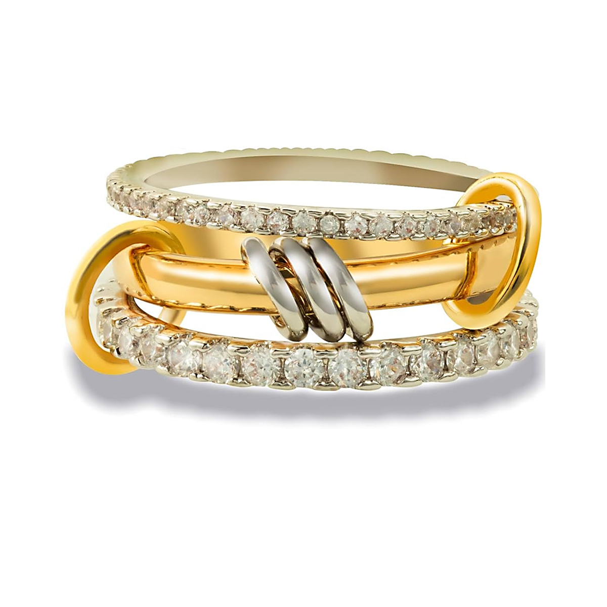 핀 링 3 레이어 지르콘 시리즈 힙합 스타일 스테인레스 스틸 새해 선물 파티 보석 반지