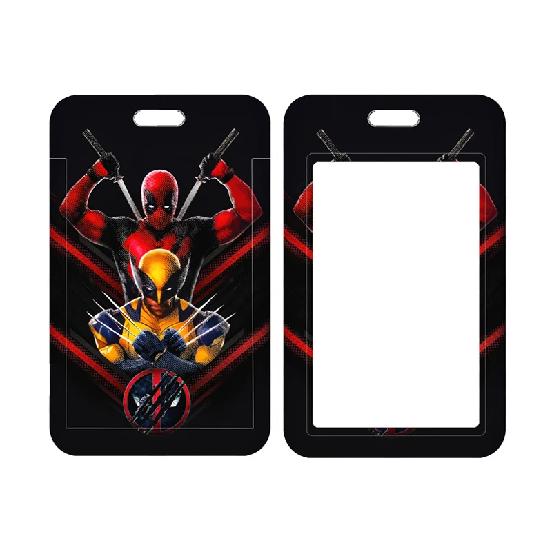 Deadpool & Wolverine Porta carte Cordino Portachiavi Boy Bus Card Case Tracolla da uomo Protezioni per carte Badge ID Porta credenziali