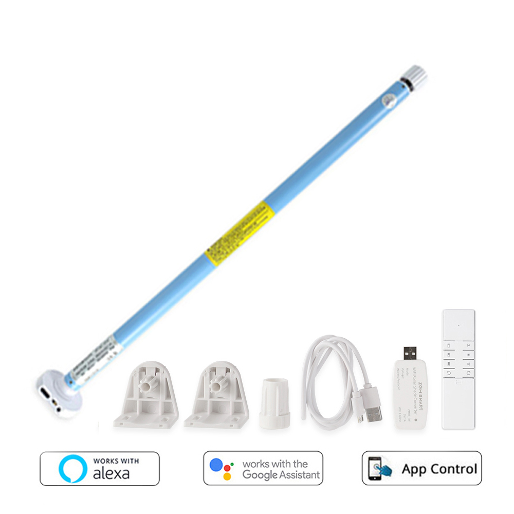 WiFi elektrischer wiederaufladbarer Vorhangmotor für 17 25 28 mm Rohr Zemismart RF-Rollschirmmotor funktioniert mit Tuya APP Alexa Google