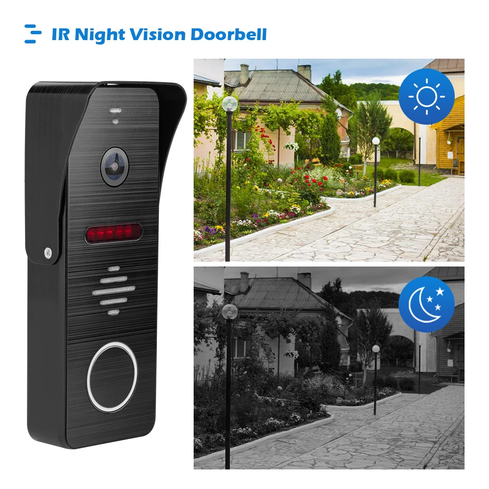 Video Intercomunicador ao ar livre com visão noturna, campainha com cartão IC, lente grande angular de 160 °, IP65 impermeável, 1080P