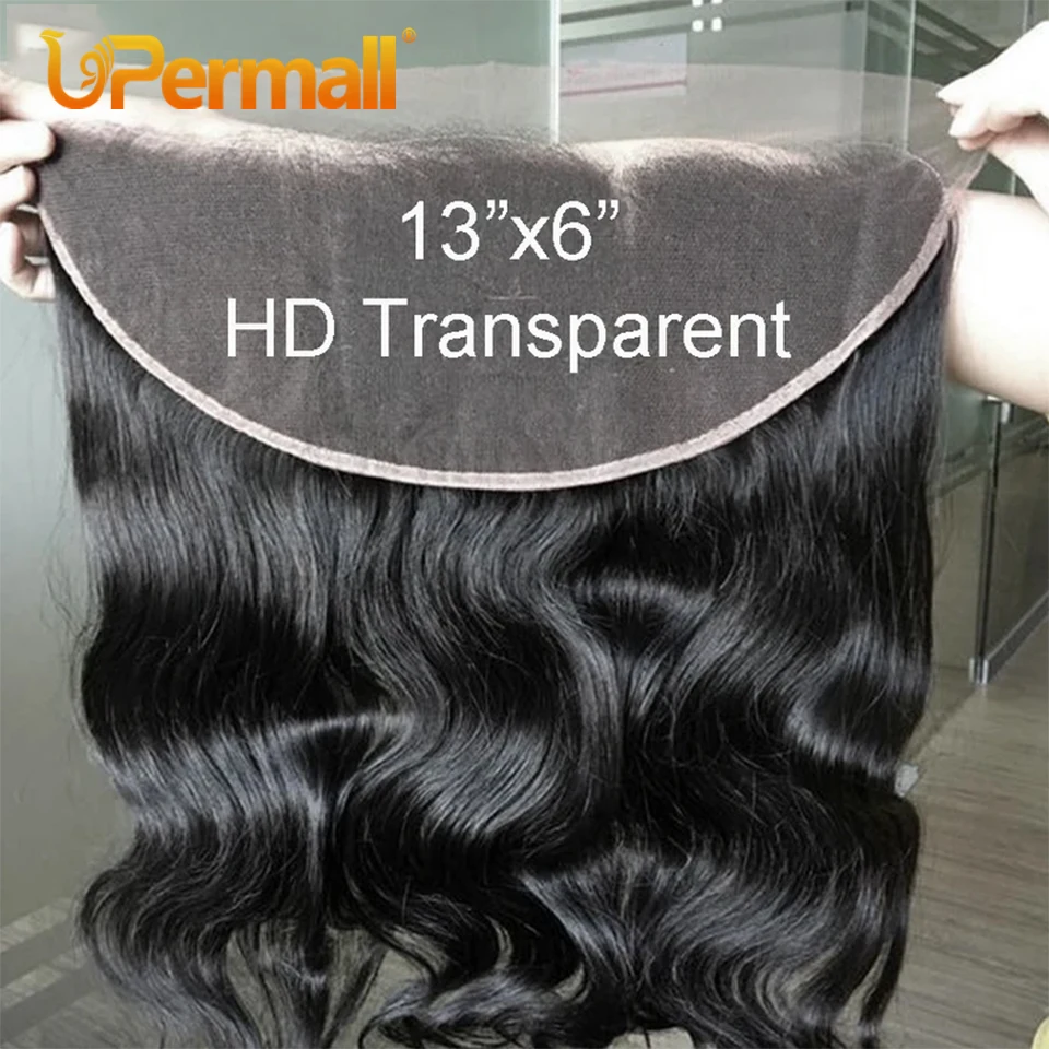 Upermall 26 28 Polegada 13x4 13x6 laço completo frontal em linha reta pré arrancado hd corpo transparente apenas natural preto 100% remy cabelo humano