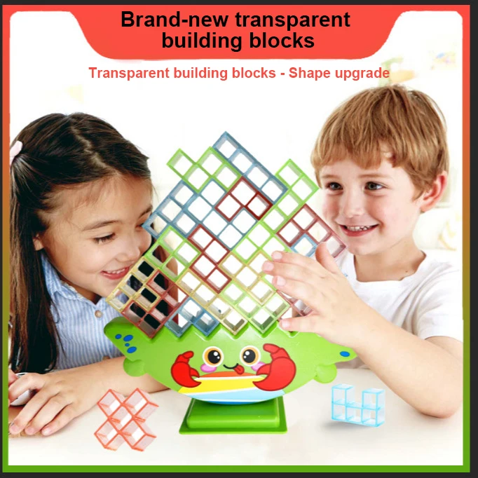 Bloco de construção tijolo brinquedo equilíbrio empilhado tetra torre jogo balanço alta russo blocos de construção pilha criança brinquedo desktop