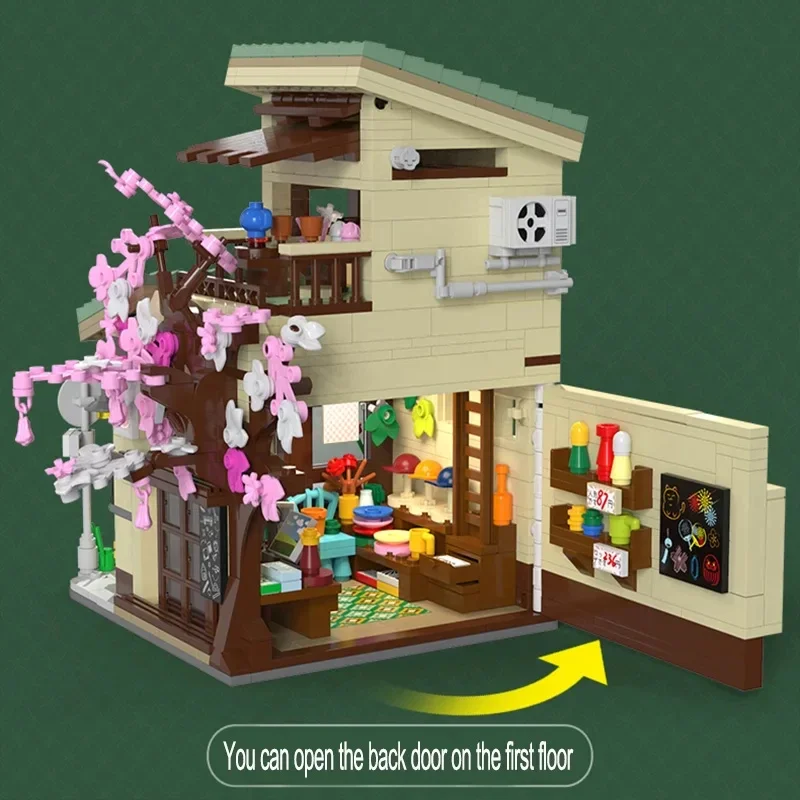 Japanse Street View Bouwstenen Theehuis Broodje Huis Cafe Winkel Architectuur Model Bakstenen Kinderen DIY Speelgoed Vakantiegeschenken