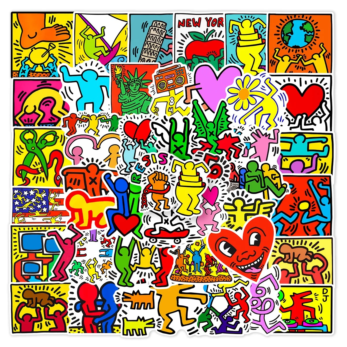 Pegatinas de arte Keith de dibujos animados, impermeables, DIY, equipaje, guitarra, botella de agua, pegatina de Graffiti divertida, calcomanías de juguete clásico de broma, 10/50 Uds.