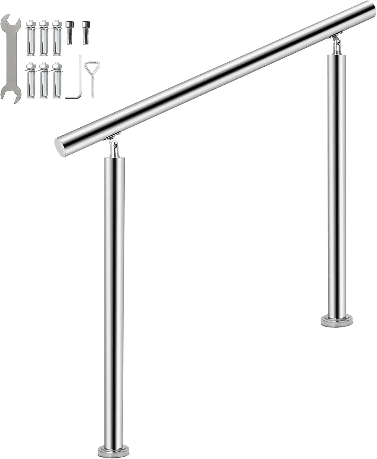 Stainless Steel Handrail 551LBS Load Handrail for Outdoor Steps 39x34" Outdoor Stair Railing Silver Stair Handrail Transitional