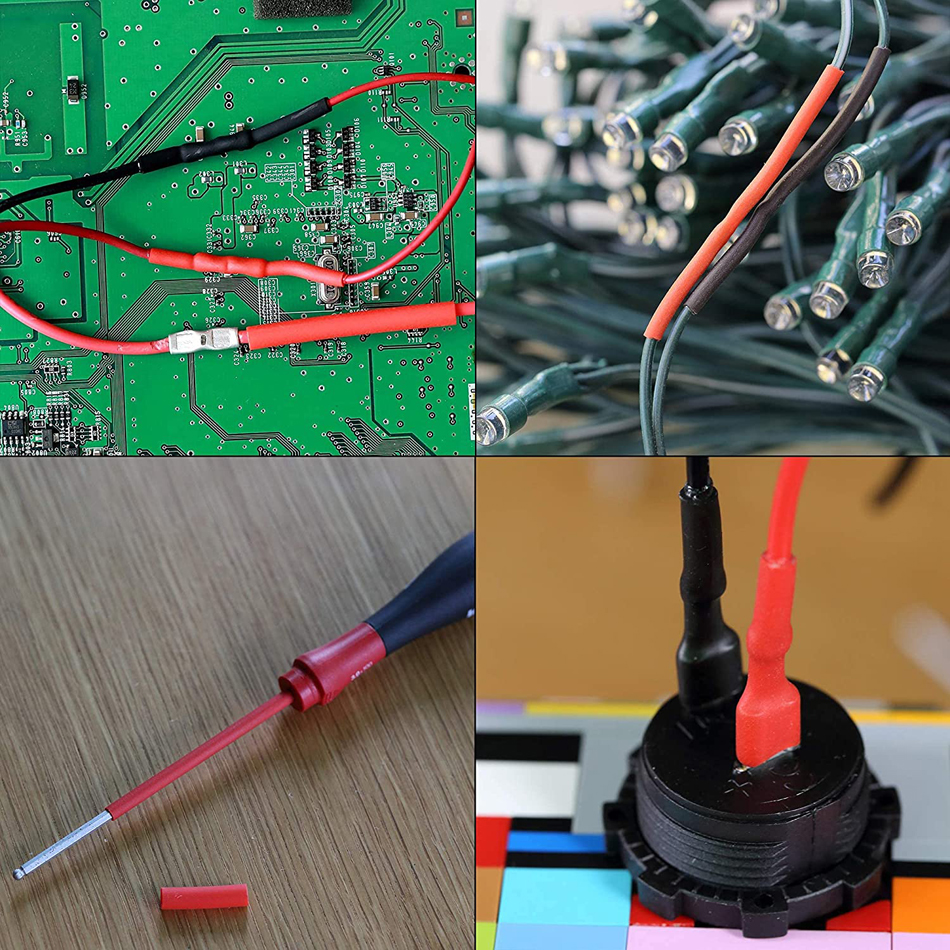 270Pcs 3:1 Shrink Dual Wall Adhesive Lined Heat Shrink Tubing Tube 6 Size 3/8",1/4",3/16",1/8",3/32",1/16" Black Red