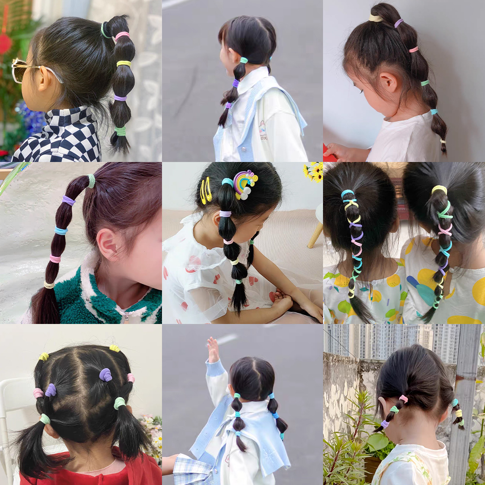 50/100 個カラフルなヘアバンドロープキッズ子供ナイロンポニーテールホルダーシュシュゴムバンド女の子 Ealstic DIY 帽子ネクタイ