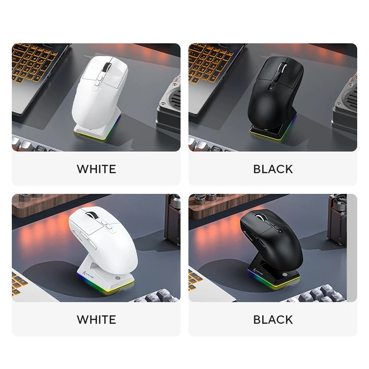 Ratón inalámbrico ligero para juegos X6 con 3 modos con cable 2,4G BT5.2 hasta 26K DPI RGB Base de carga con retroiluminación para ordenador portátil Deskbtop