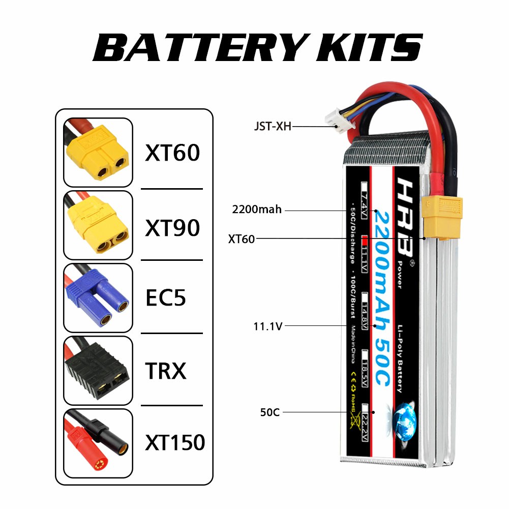 1/2 stücke hrb 3s 2200mah lipo batterie 11,1 v rc batterie 50c mit xt60 stecker für fpv uau drohnen flugzeug rc auto lkw boot rennen diy