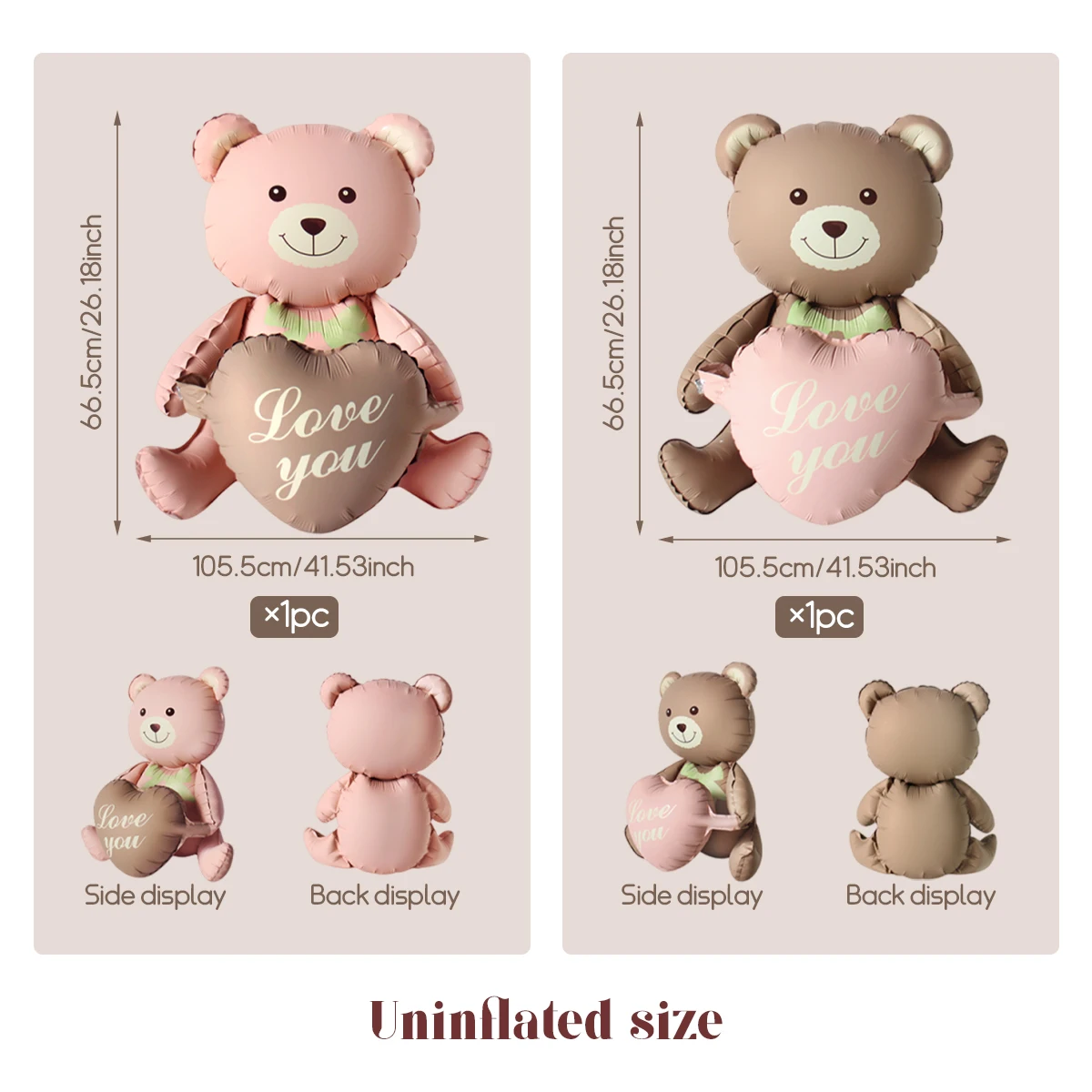Balon z folii aluminiowej 3D Lying Cartoon Matte Heart Bear, odpowiedni na przyjęcie urodzinowe, dekorację walentynkową, baby shower