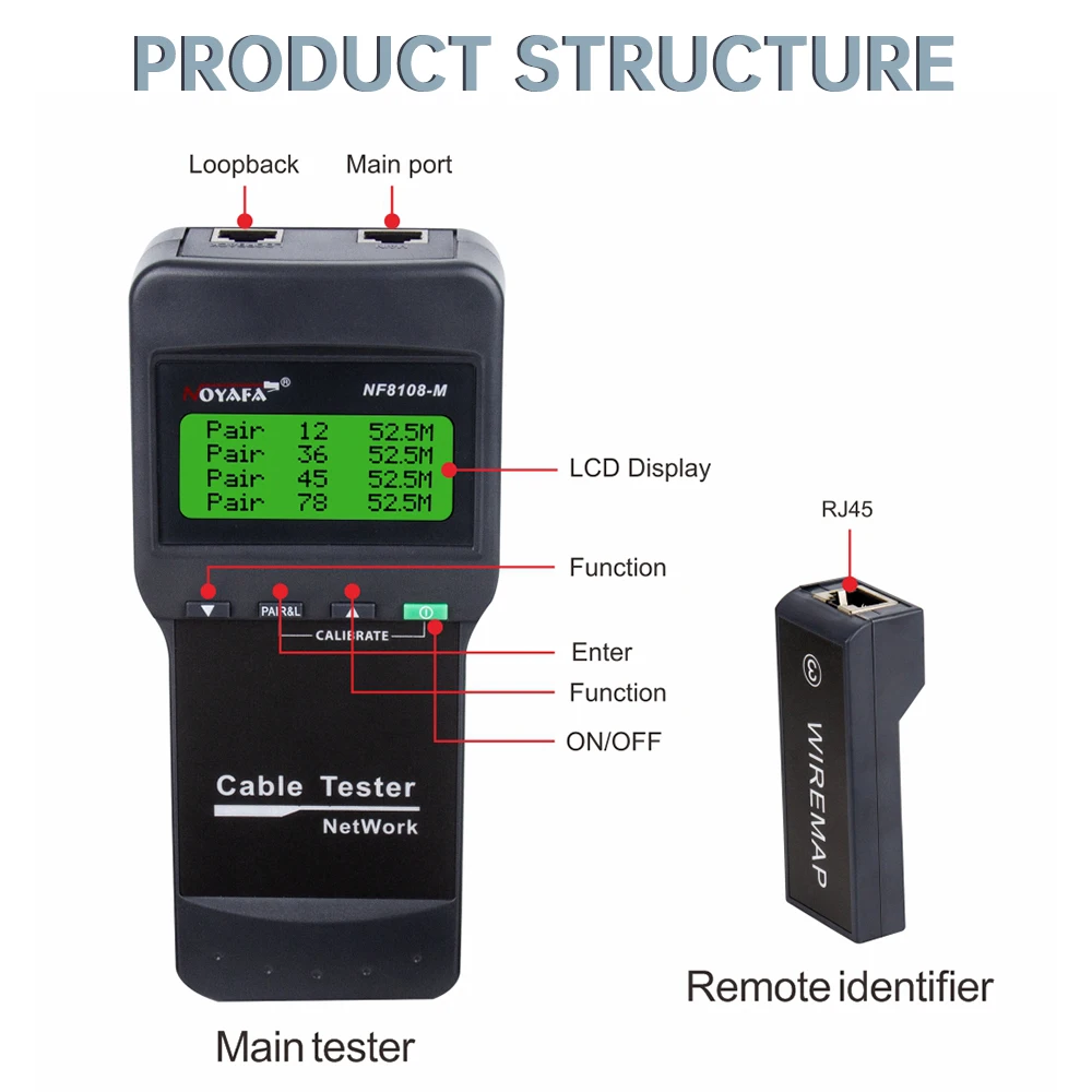 NOYAFA Mới NF-8108M Cáp Mạng Chuyên Nghiệp Rj45 Bút Thử Đo Chiều Dài Cabl Đa Năng Poe Mạng Dụng Cụ